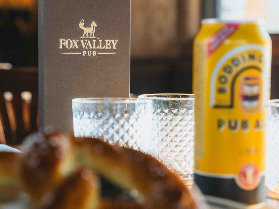 A table setting at Fox Valley Pub