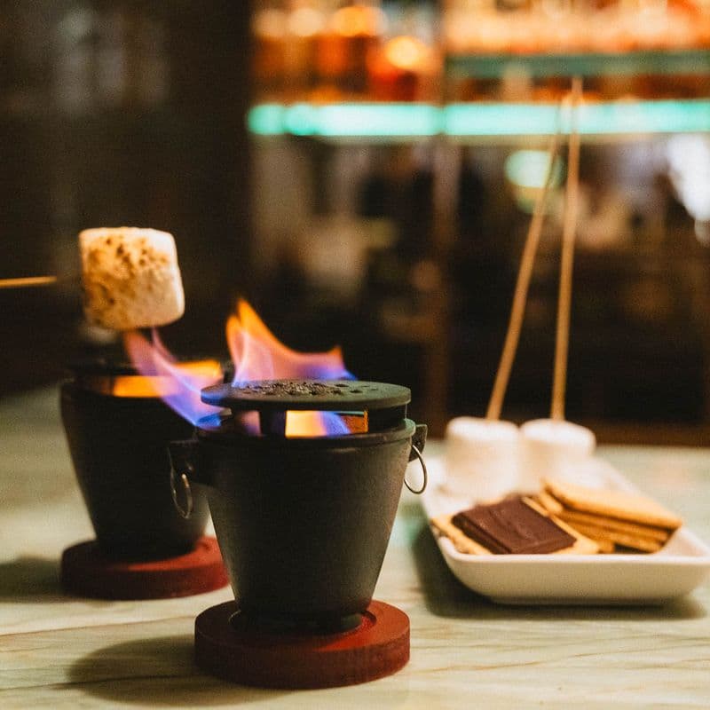 A tableside s'mores service